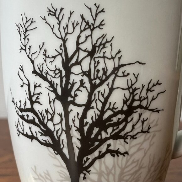 Corelle Coordinates Timber Shadows Coffee Mug Black Grey Trees 12 oz - Picture 3 of 8